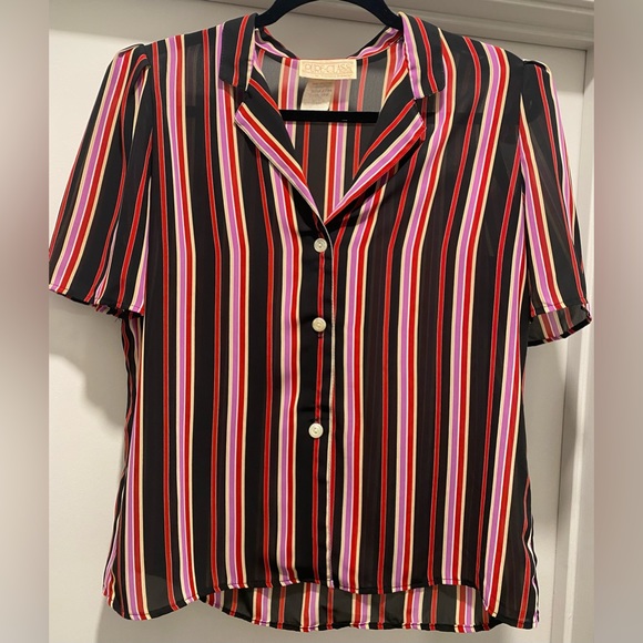 Tops - Vintage Pure Class by Francine Browner Multicolor Vertical Stripe Blouse Top